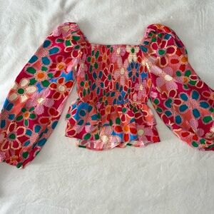 Floral Bubble Sleeve Top